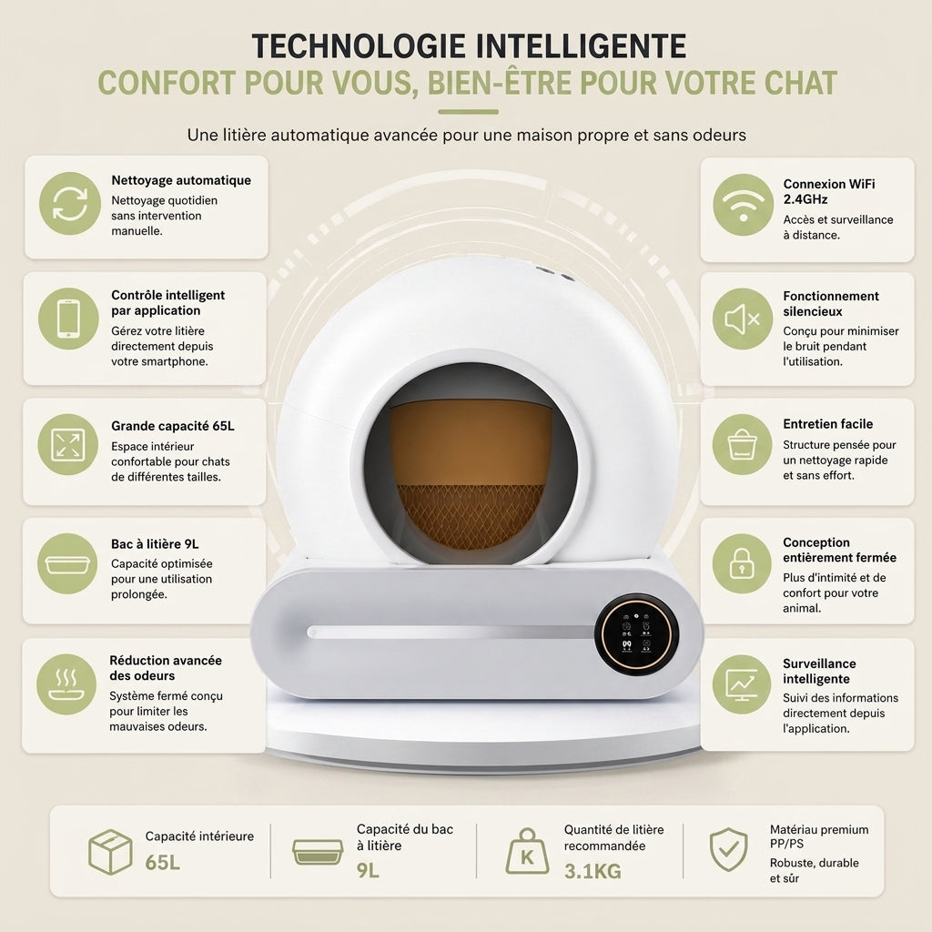 Litière autonettoyante pour chat