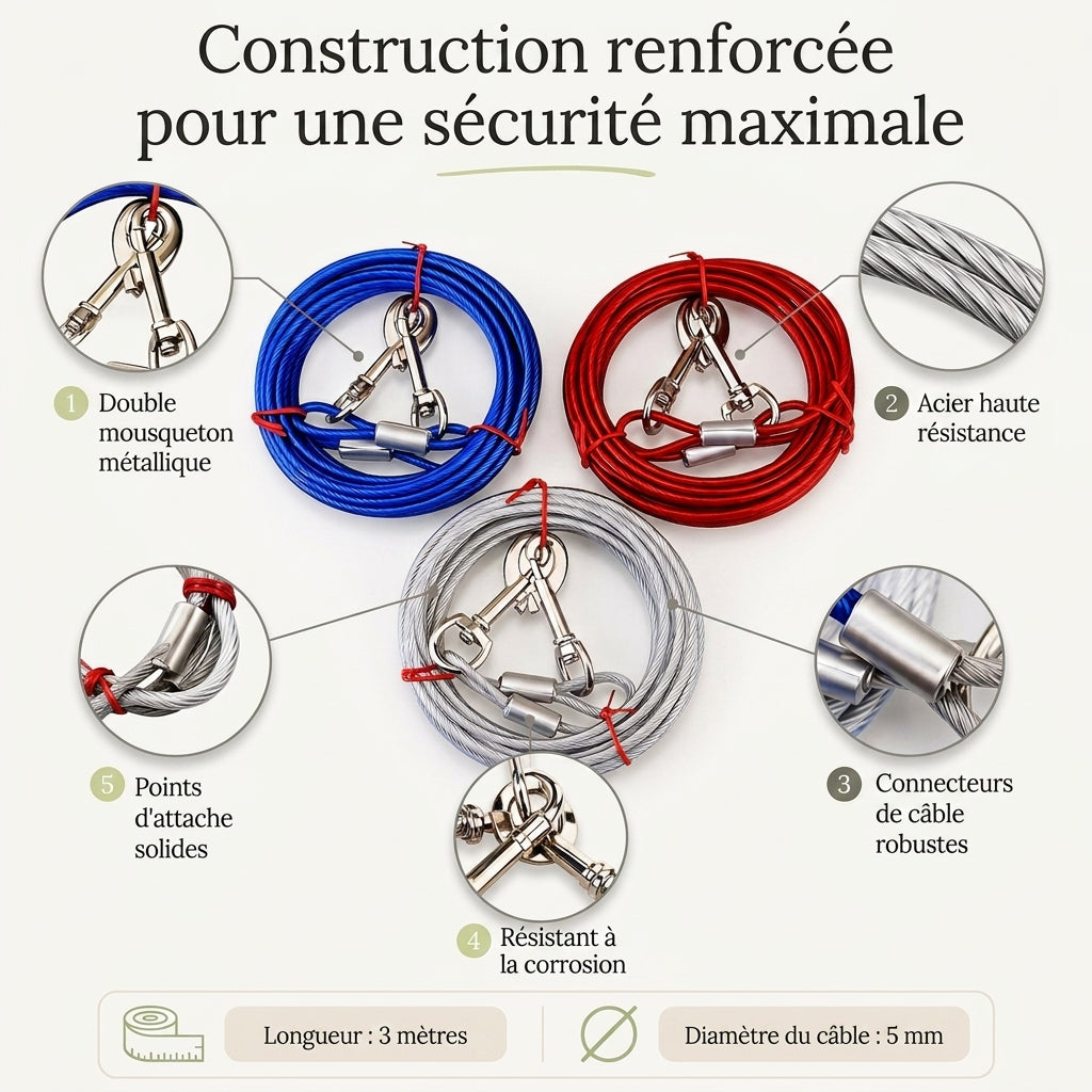 Cable de laisse robuste pour Chien
