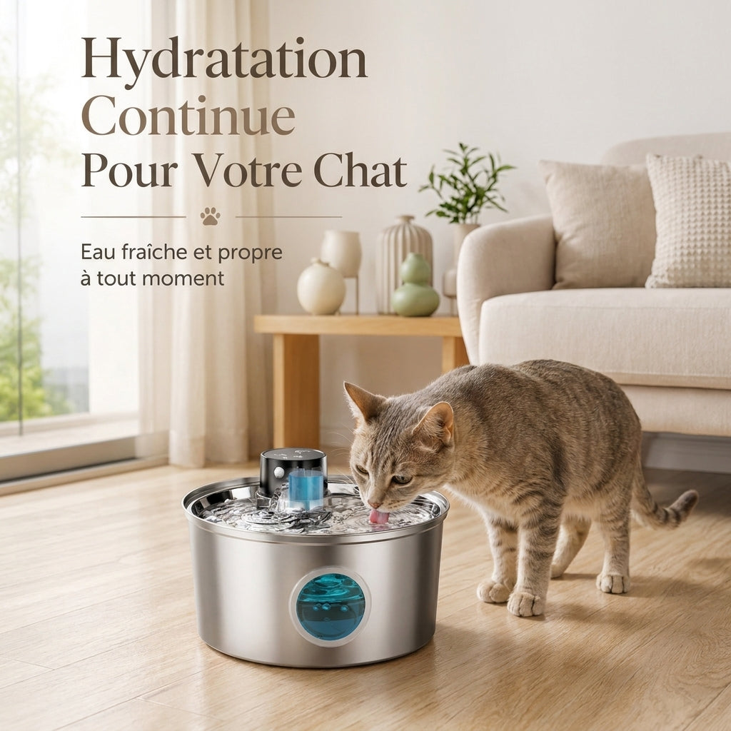 Fontaine à eau inox 3,2 L pour chat