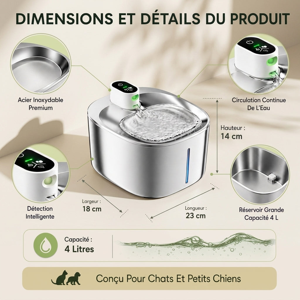 Fontaine à eau pour Chat tout-inox