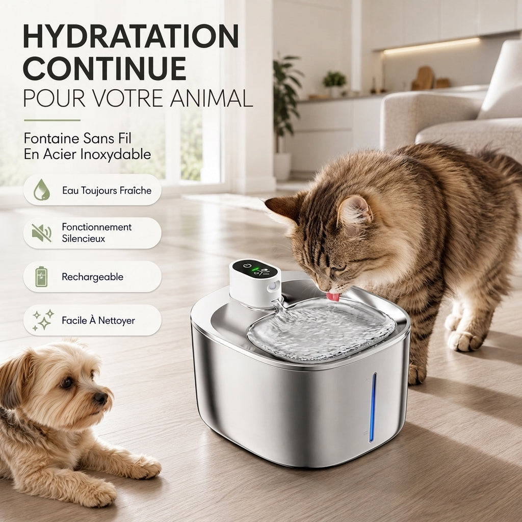 Fontaine à eau pour Chat tout-inox