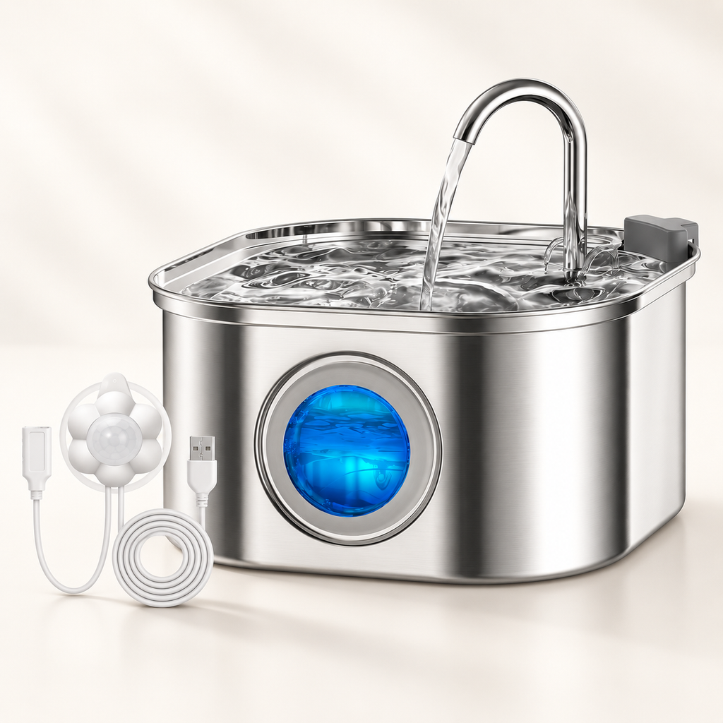 Fontaine à eau en inox pour chat et chien