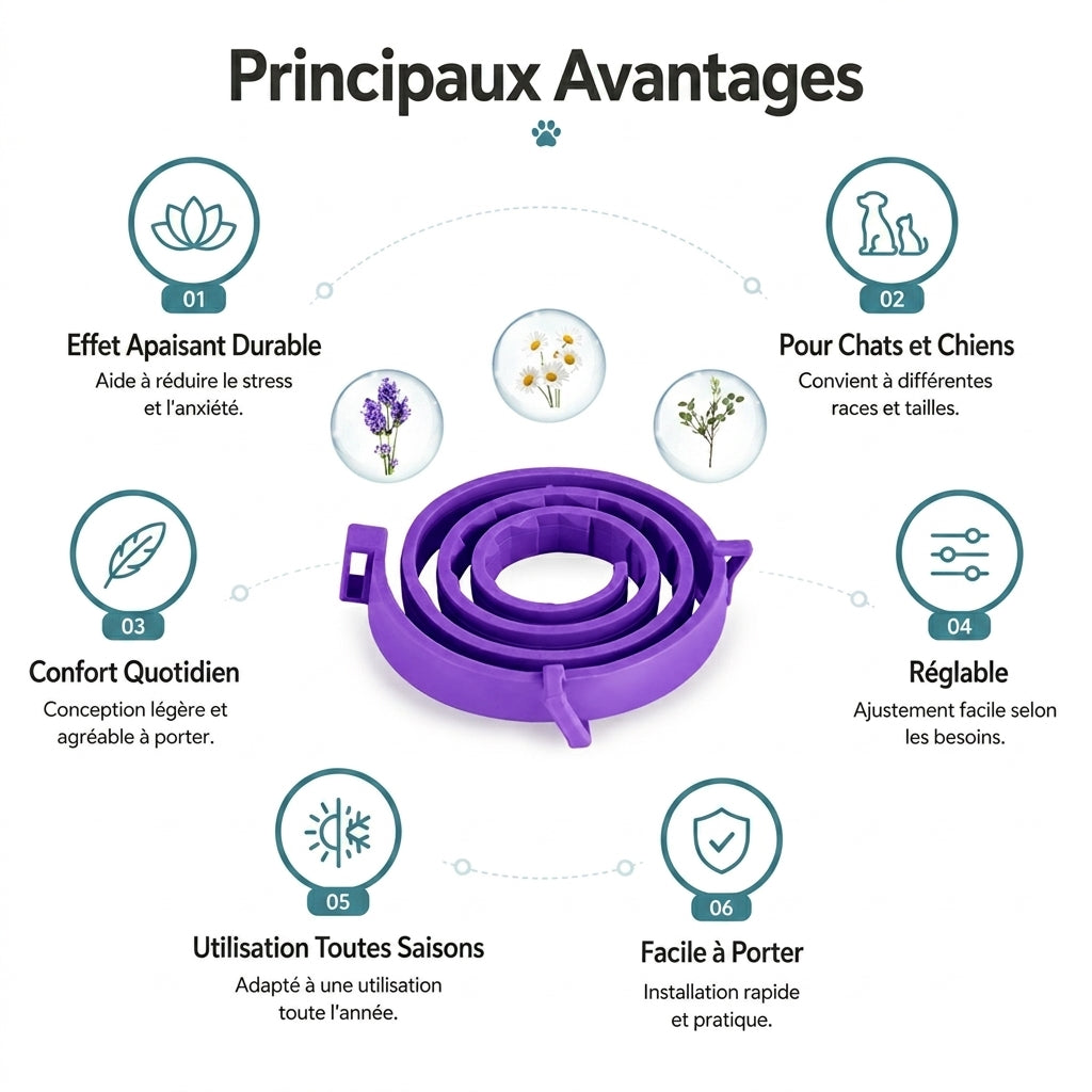 Collier apaisant anti-anxiété pour chat et chien