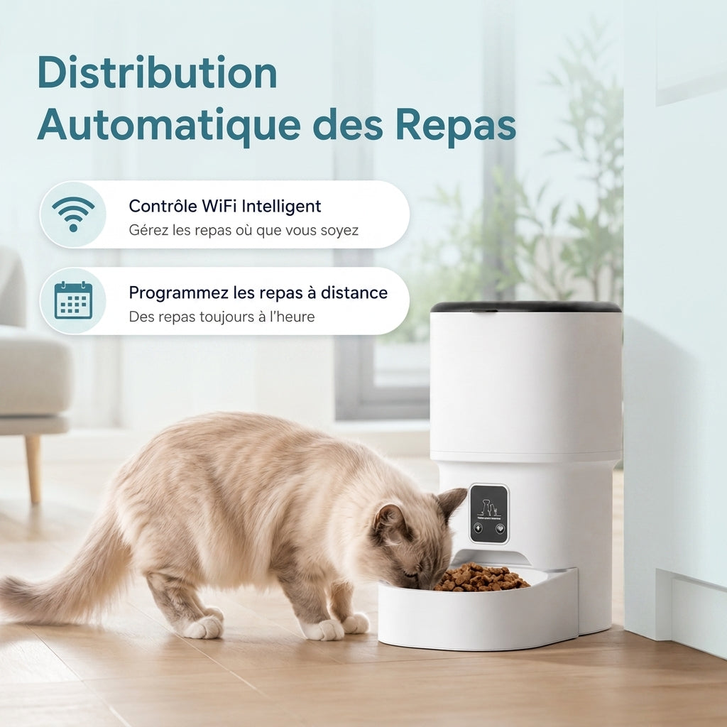 Distributeur de croquettes automatique connecté Wi-Fi