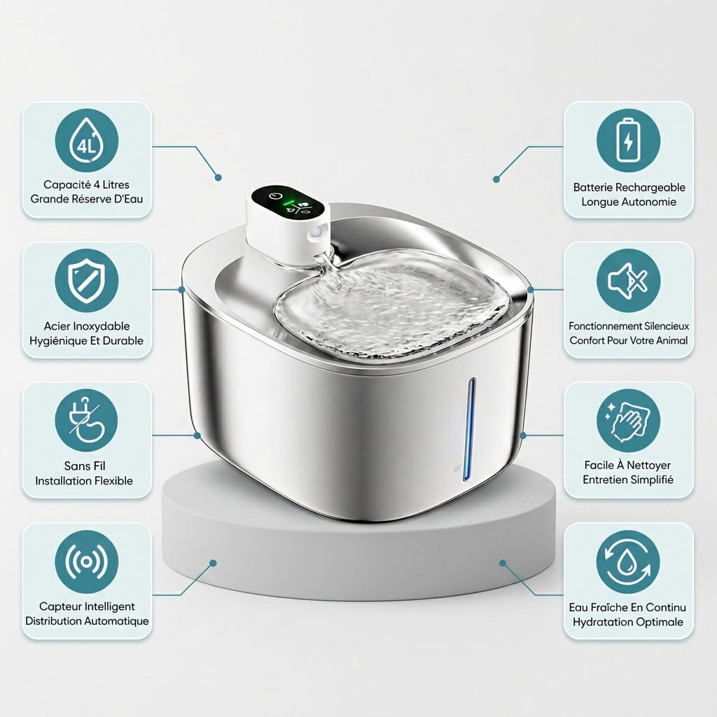 Fontaine à eau en inox avec indicateur lumineux