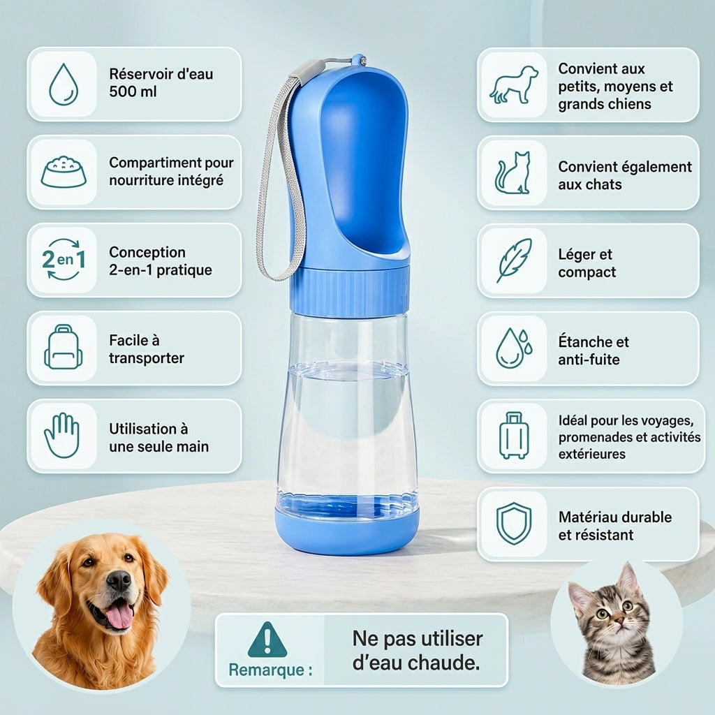 Gourde de transport pour chien en promenade