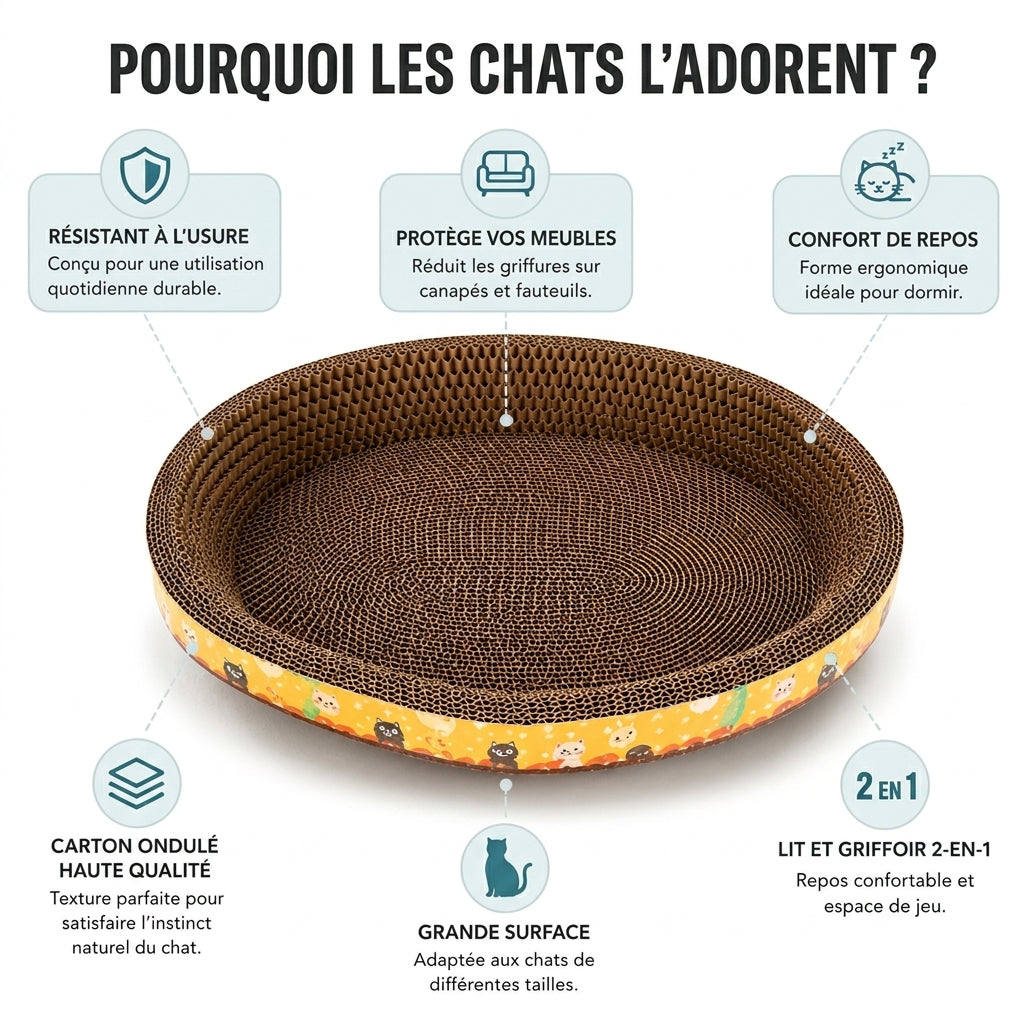Griffoir ovale en carton pour chat