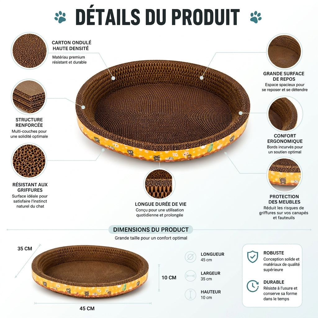 Griffoir ovale en carton pour chat