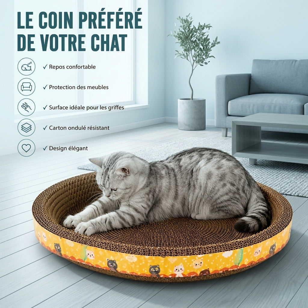 Griffoir ovale en carton pour chat