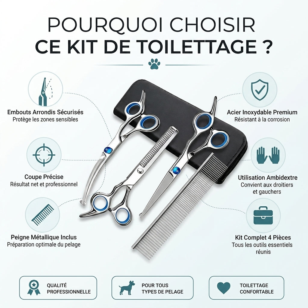 Kit de toilettage ciseaux et peigne