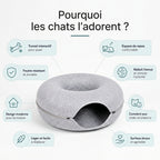 Lit donut avec tunnel pour chat et chien