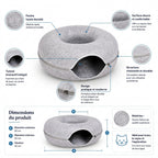 Lit donut avec tunnel pour chat et chien