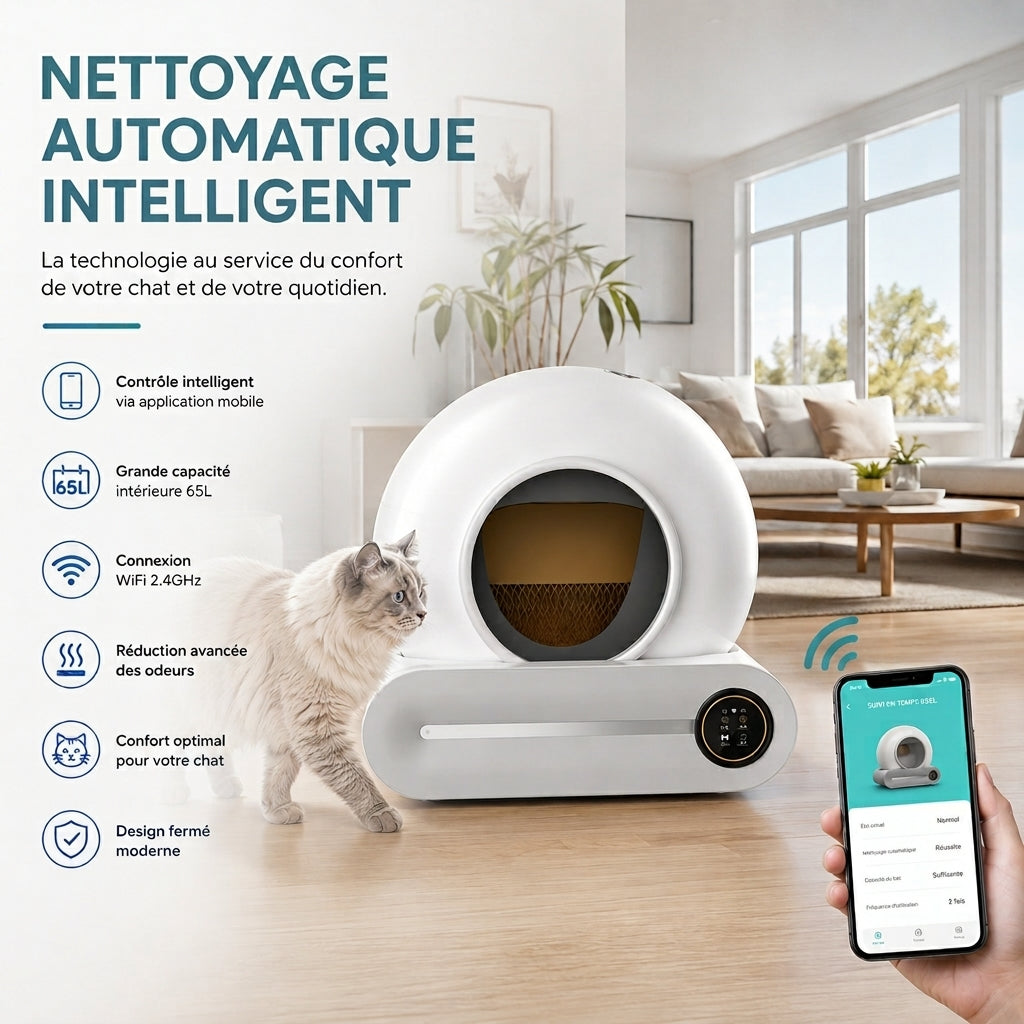 Litière automatique connectée pour chat