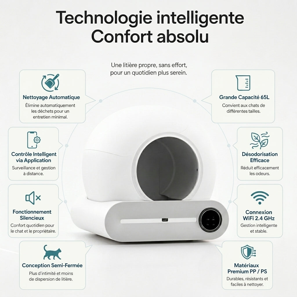 Litière automatique capsule pour chat