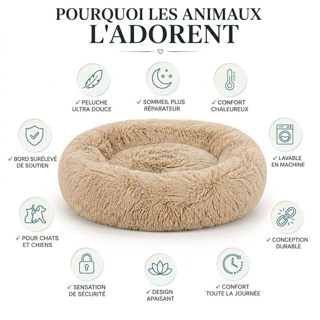 Panier donut moelleux pour chat et chien