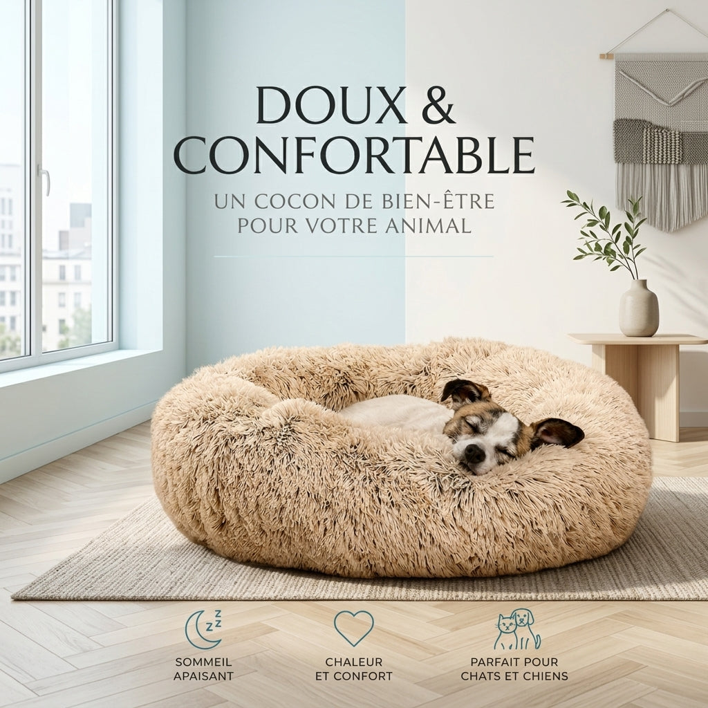 Panier donut moelleux pour chat et chien