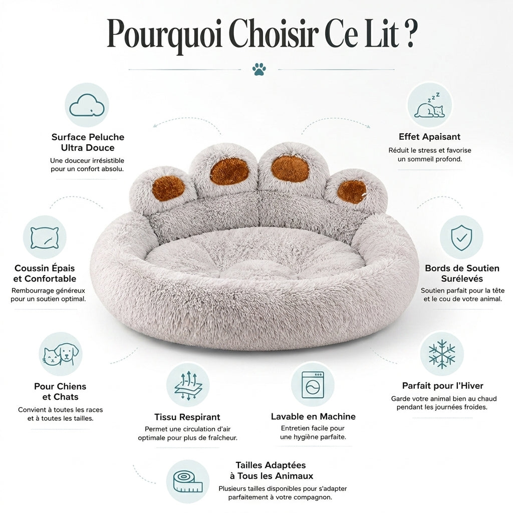 Panier forme patte pour chat et chien