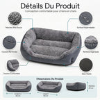 Panier rectangulaire gris côtelé pour chien
