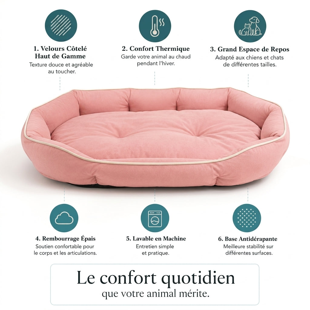 Panier confort rose pour chat et chien
