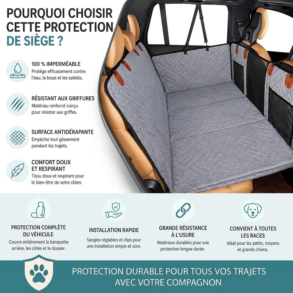 Protection de siège auto à fenêtres pour chien - gris