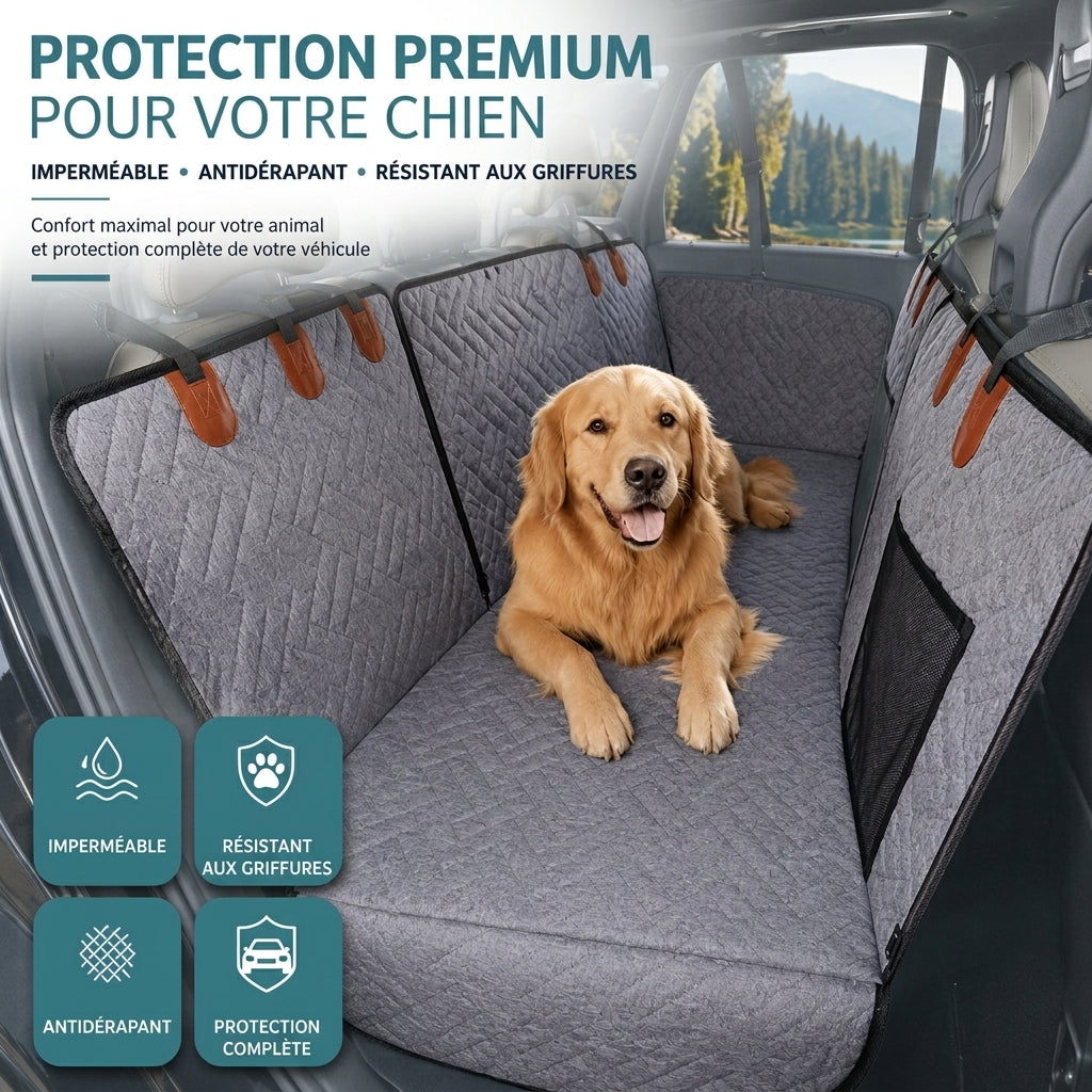 Protection de siège auto à fenêtres pour chien - gris
