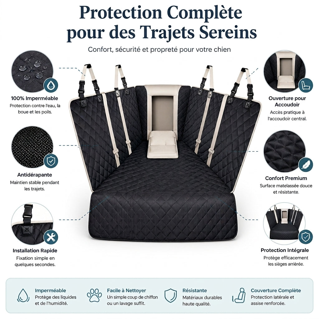 Protection de siège auto pour chien - noir
