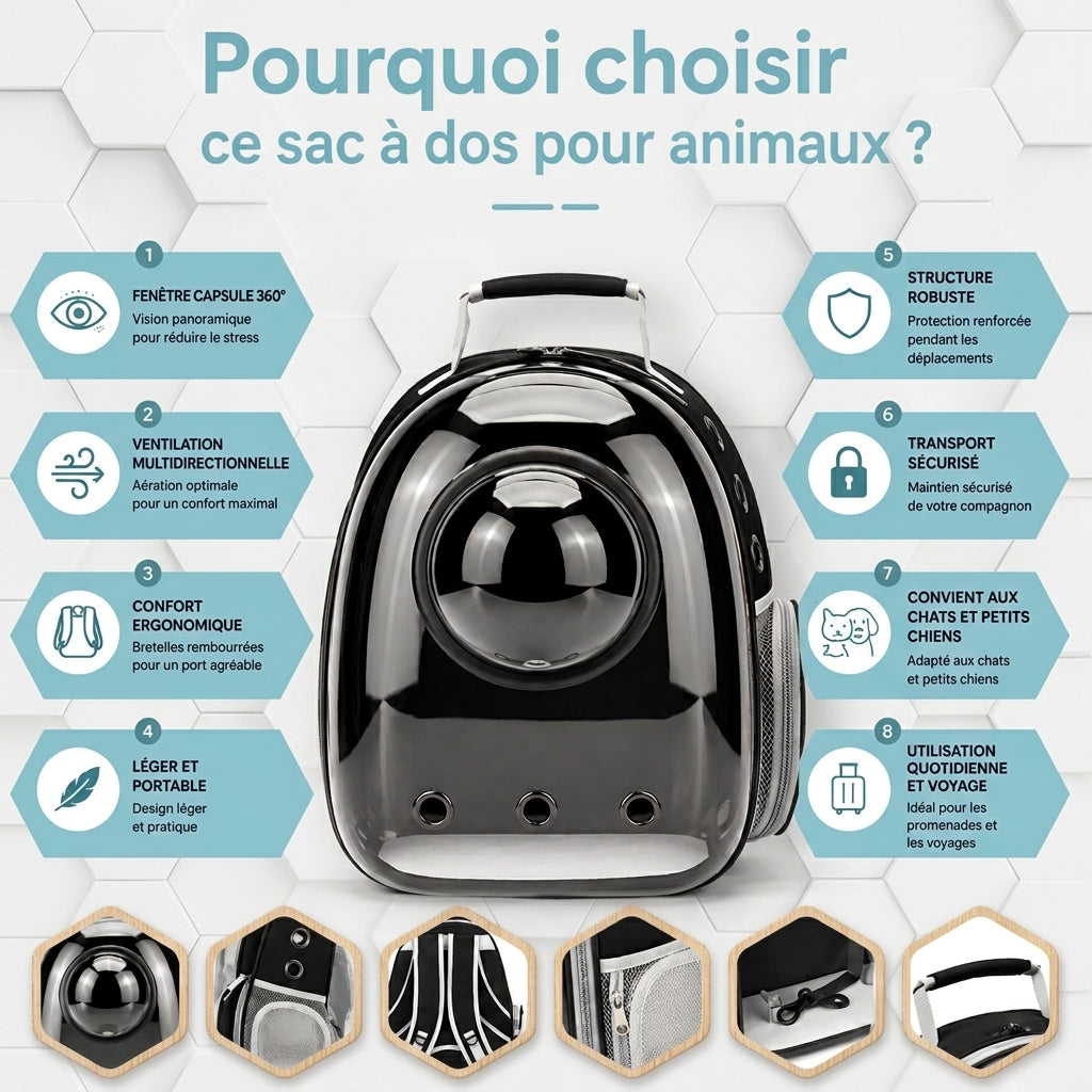 Sac à dos capsule de transport pour chat
