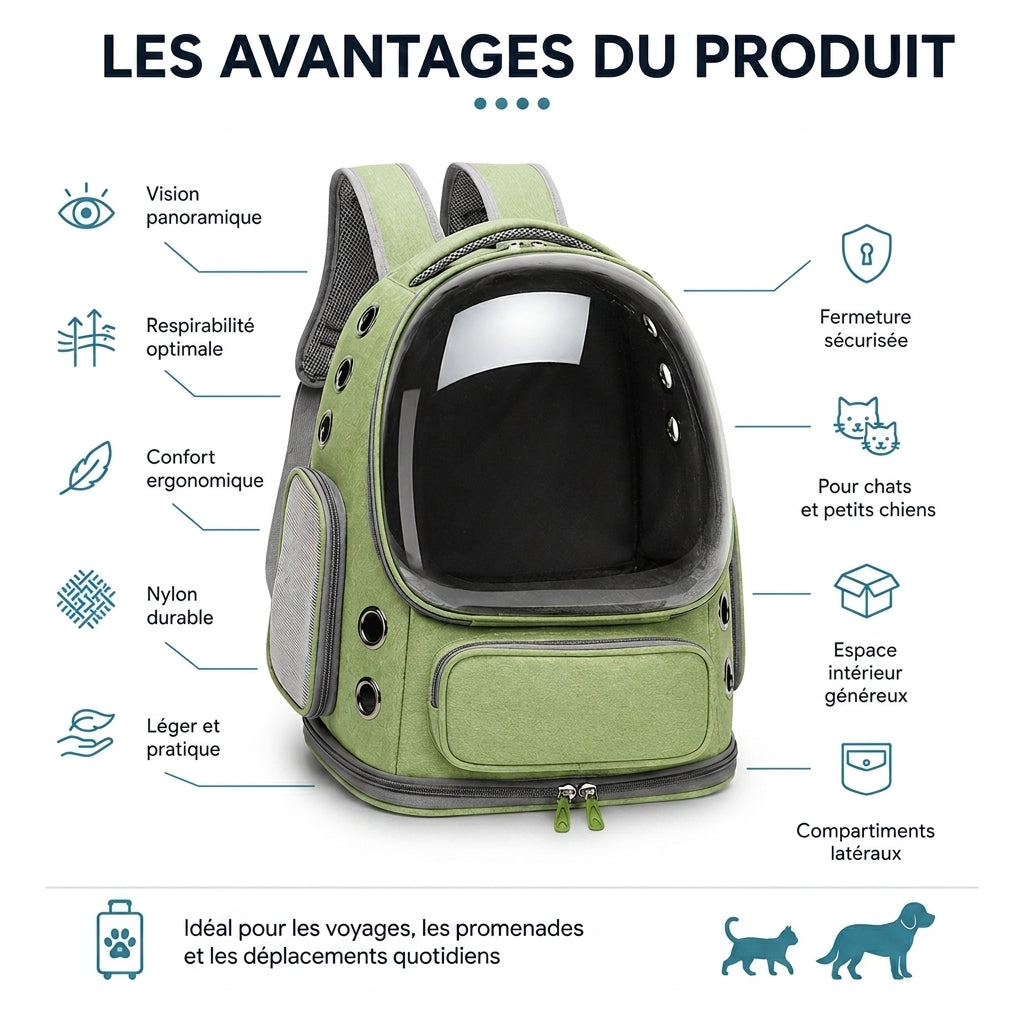 Sac à dos de transport à bulle pour chat