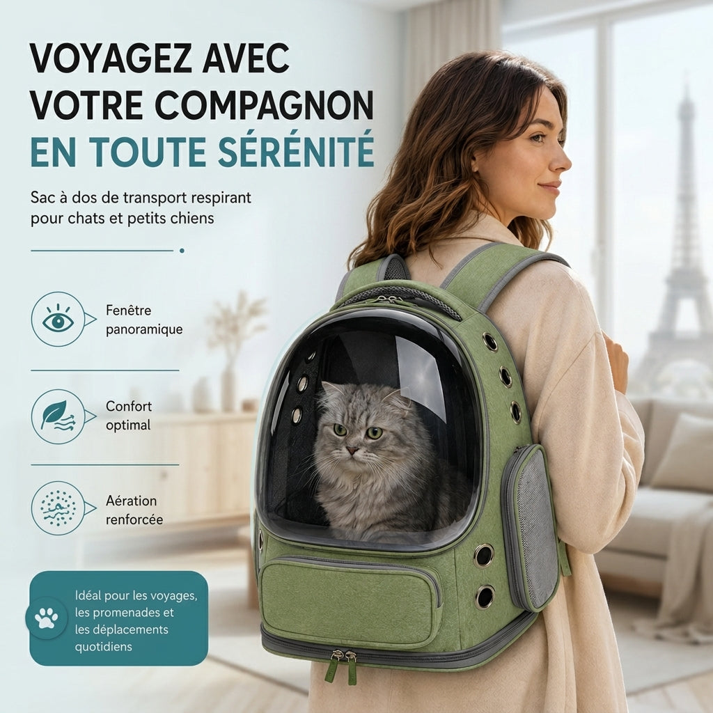 Sac à dos de transport à bulle pour chat