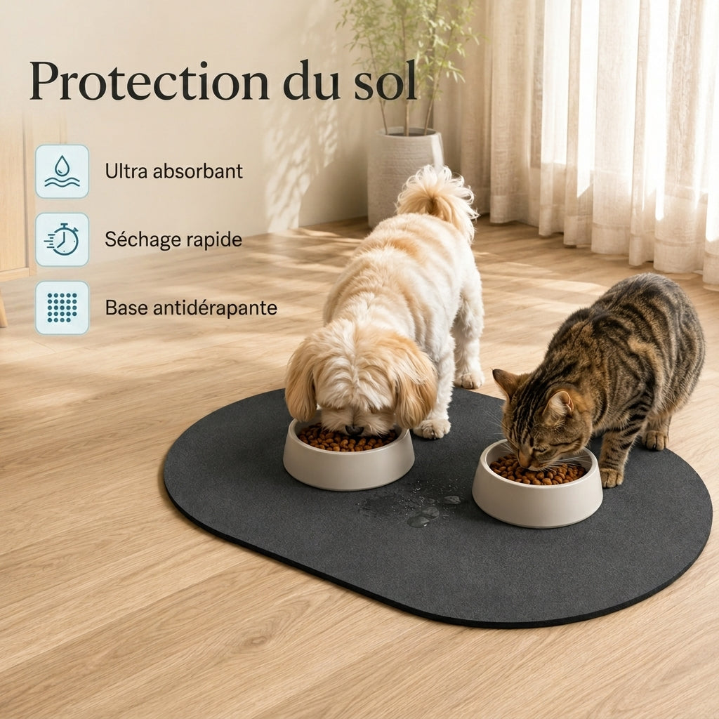 Tapis ovale antidérapant pour chat et chien