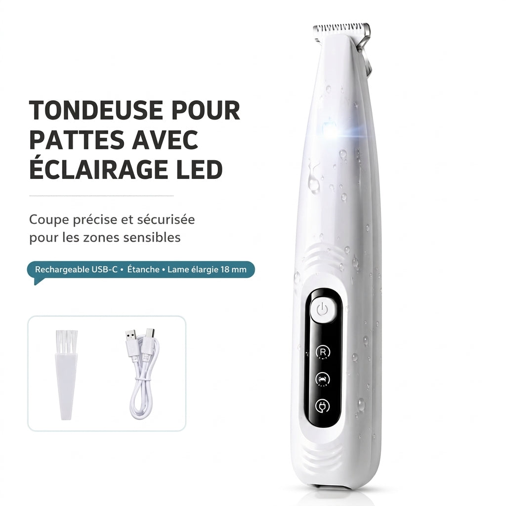 Tondeuse pour pattes avec éclairage LED