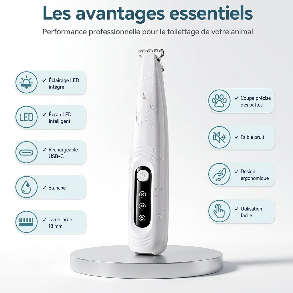 Tondeuse pour pattes avec éclairage LED