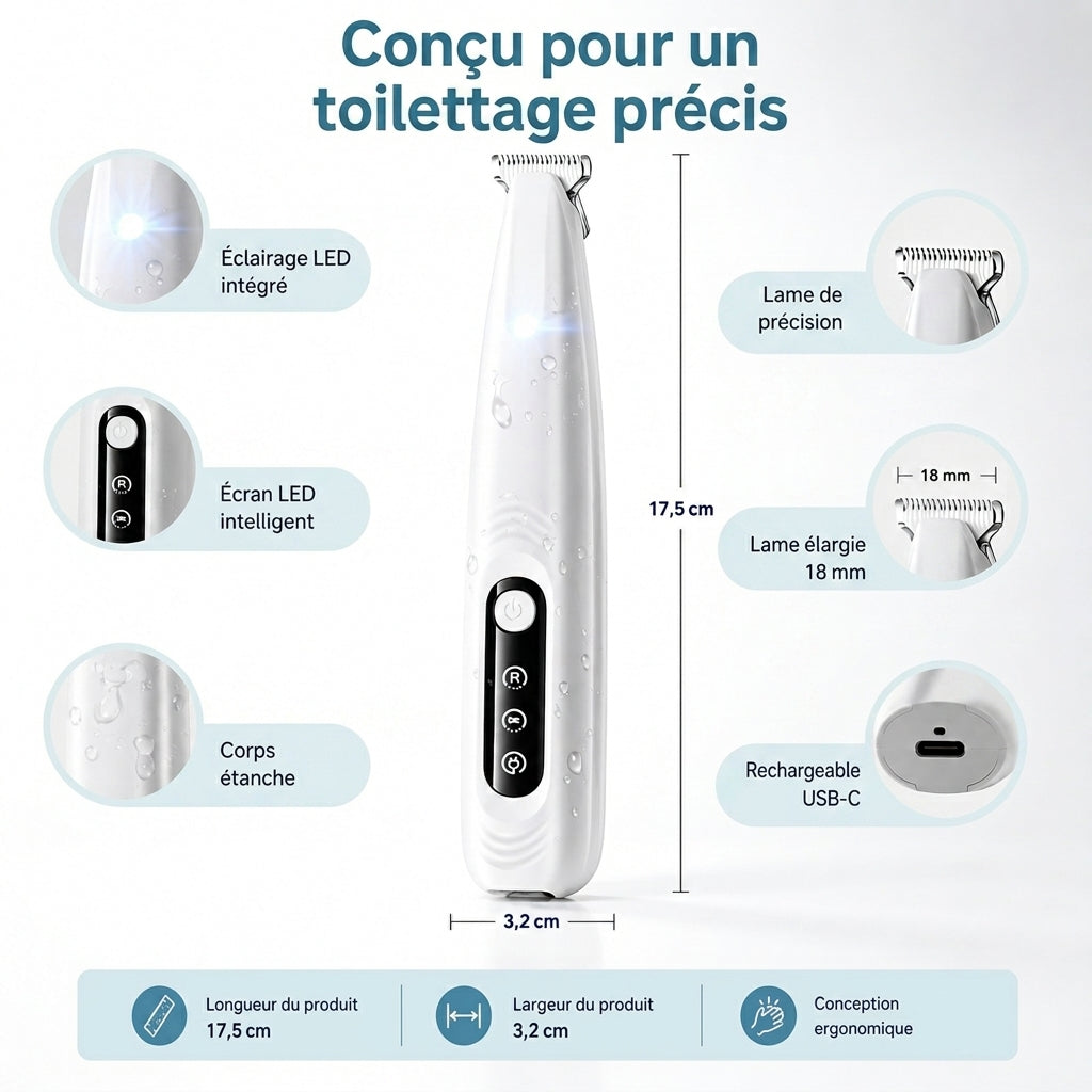 Tondeuse pour pattes avec éclairage LED